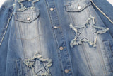 Embroidery Star Patch Washed Denim Jacket