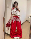Effortless Red Oversize Parachute Jogger