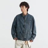 Stylish Washed Zipper Hip Hop Denim Jacket