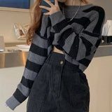 Y2K Striped Cropped Sweater
