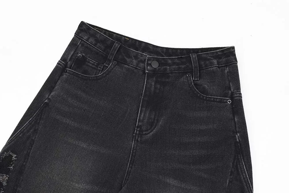 Side-Ripped Washed Jorts