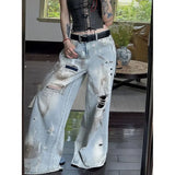 Y2K Streetwear Vintage Blue Boyfriend Ripped Jeans