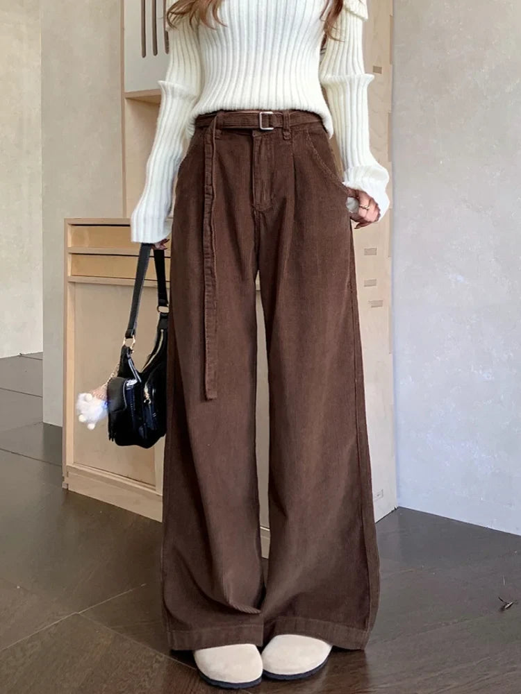 Elegant Cool Corduroy Wide Leg Pants