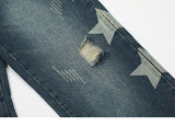 Ripped Side Stars Denim Pants