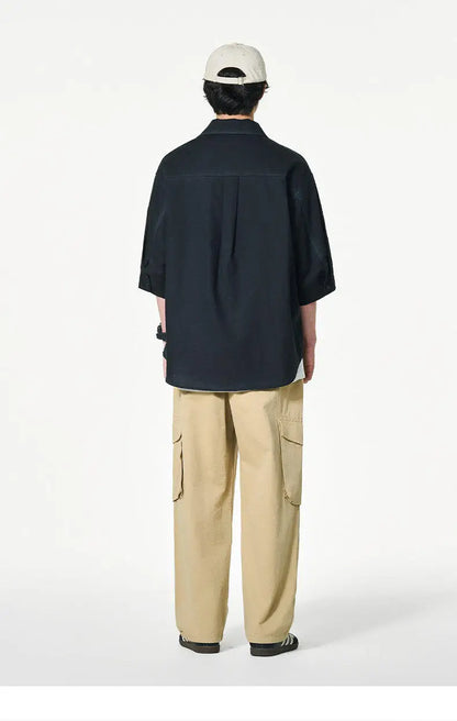 Cloud-Soft Contrast Lapel Casual Shirt