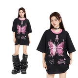 Women Butterfly Print Hip Hop Funny Polyester T-Shirt