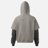 Y2K Fake Two Piece Flame Printed Hooded Sweatshirt