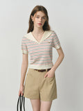 Streetwear Navy Striped Energetic Summer Knit T-Shirt