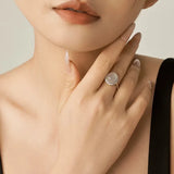 White Opal Geometric Retro Ring