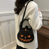 Color Blocking Halloween Pumpkin Shoulder Bag