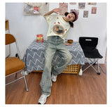 Streetwear Vintage Graffiti Embroidered Denim Jeans