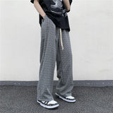 Plaid Loose Casual Straight Wide-Leg Pants