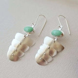 Elegant Silver Green Stone Carved Earring