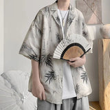 Japanes Style Vintage National Trend Loose Ice Silk Shirt