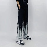 Flattering Contrast Color Tassel Loose Jeans