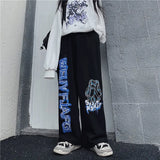 Retro Anime Print Oversized Wide Sweatpants