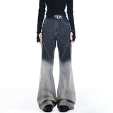 Gradient Color Patchwork Bootcut Denim Jeans