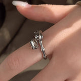 Adjustable Retro Rose Bud Cool Open Ring