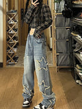 Vintage High Street Star Embroidery Denim Jeans