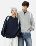 Streetwear Half Zip Mid Collar Knitwear Sweater