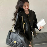 Women Retro Short Spring Leather Jacket