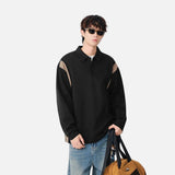 Fashionable Winter Contrast Polo Sweatshirt