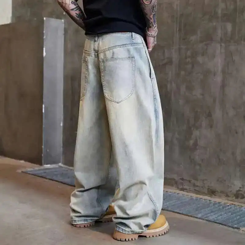 Flattering Vintage Washed Distressed Wide Leg Jeans