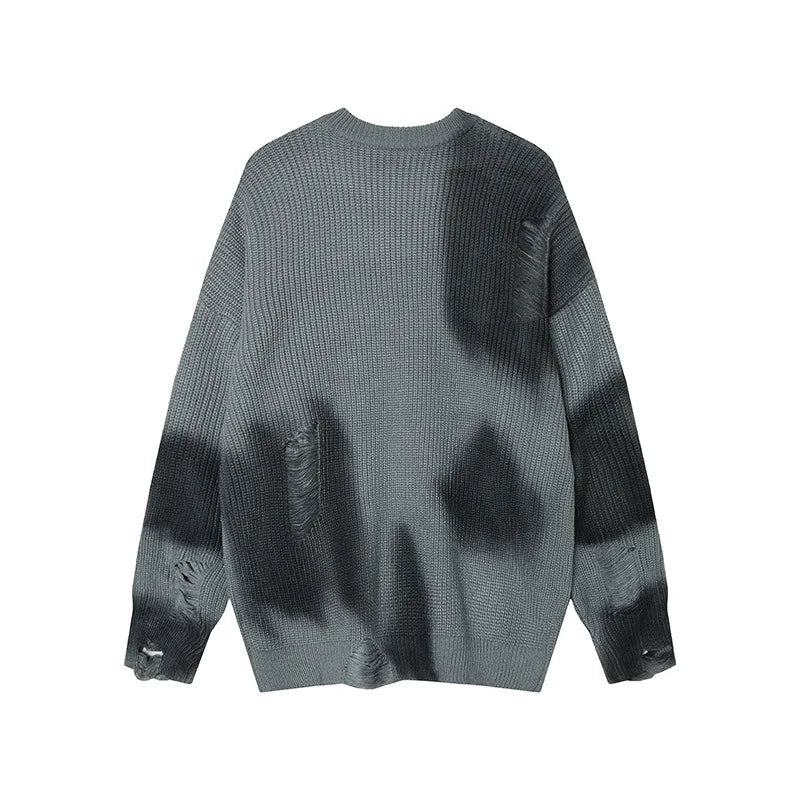 Lightweight Distressed Hip Hop Tie Dye Knit Sweater
