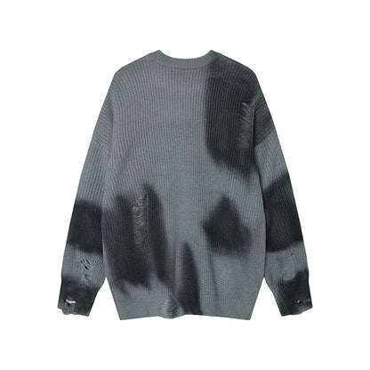 Lightweight Distressed Hip Hop Tie Dye Knit Sweater