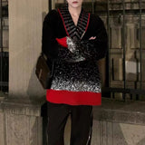Women Autumn Gradient V-Neck Sweater