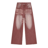 Streetwear Red High Street Style Casual Jeans