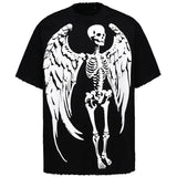 Gothic Angel Skull Skeleton Graphic Printed T-Shirt