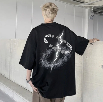 Gothic Letter Print Crewneck T-Shirt