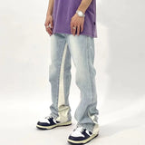 Retro Washed Patchwork Baggy Flare Jeans