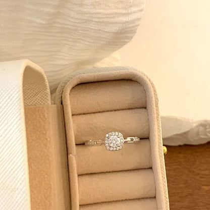 Elegant Silver Zircon Geometry Ring