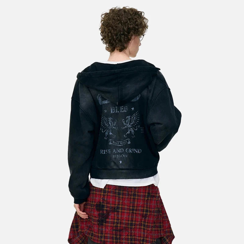 Stylish Gothic Tie-Dyed Hooded Sweatshirt