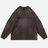Japanese Style Letter Print Distressed Sweatshirt
