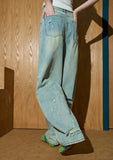 Streetwear High Waist Distressed Wide Leg Jeans
