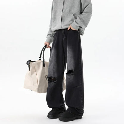 Classic Ripped Wide Leg Jeans