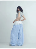 Fresh Blue White Checkered Sport Pants
