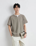 Korean Style Solid Color Loose Fit V-Neck T-Shirt