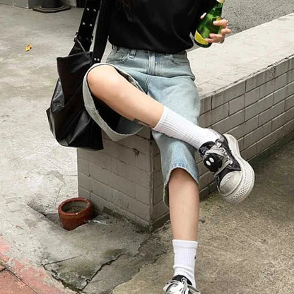 Y2K Wide-Leg Denim Jorts