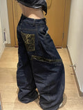 American Style Blue Loose Retro Wide Leg Jeans