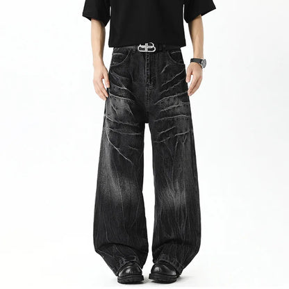 Contrast Color Straight Leg Denim Jeans