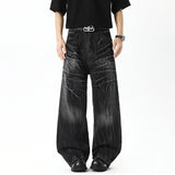 Contrast Color Straight Leg Denim Jeans
