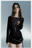 Black Gothic Off-shoulder Long Sleeved Top