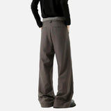Cozy Contrast Color Pleated Straight Leg Suit Pants