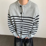 Versatile Striped Single Breasted Knit Cardigan