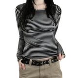 Vintage Striped Slim Fit Long T-Shirt