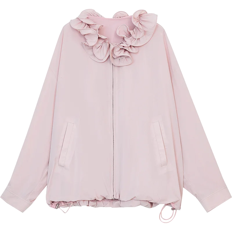 Sweet Ruffles Collar Casual Loose Jacket